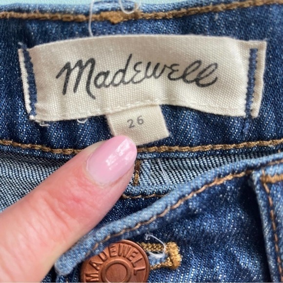 Madewell High-rise Cut-off Stretch Denim Shorts Frayed Whiskering Distressed 26 - Picture 7 of 8